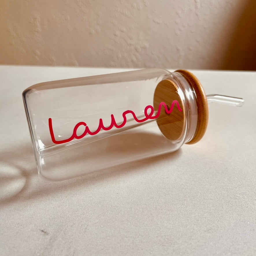 Love Island Glass Tumblr with Straw