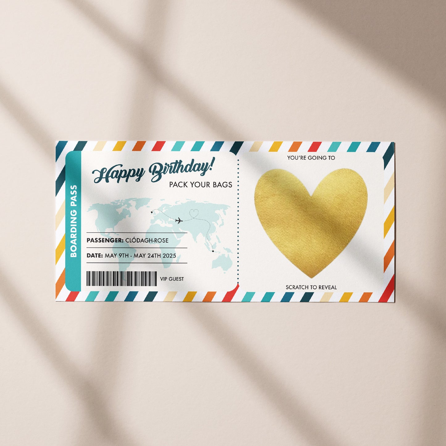 Happy Birthday Boarding Pass Surprise Ticket