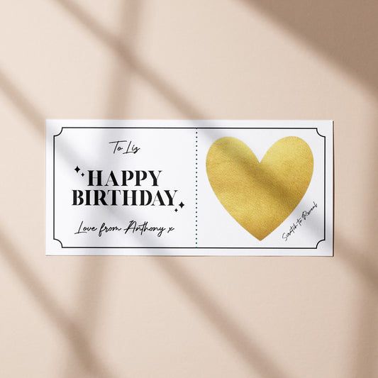 Happy Birthday Black & White Surprise Ticket