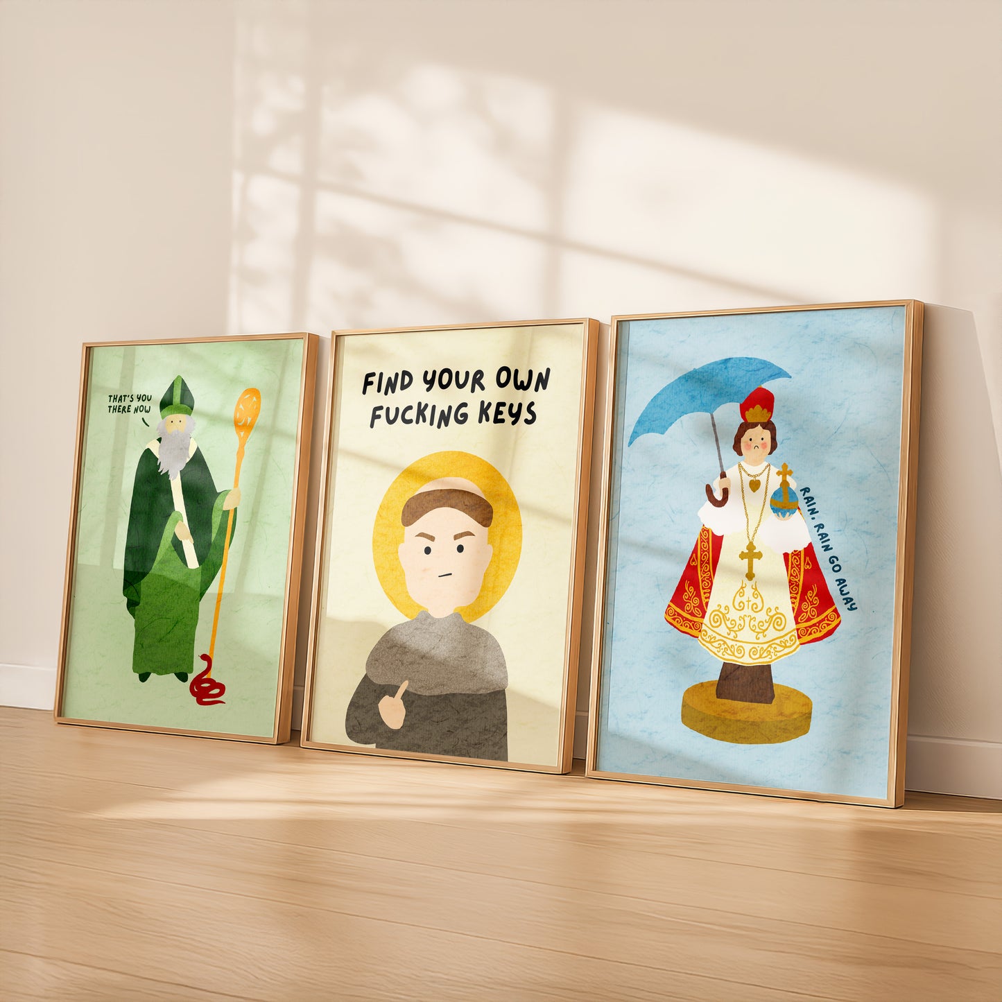 Silly Saints Set of 3 A4 Prints