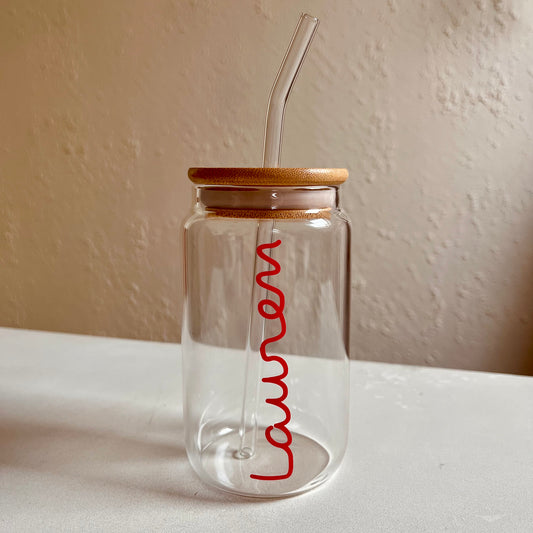 Love Island Glass Tumblr with Straw