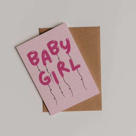 Baby Girl Balloons Card