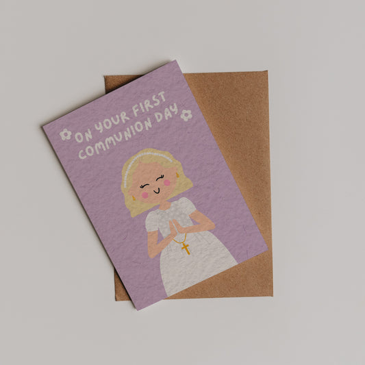 Personalised Cartoon Communion Card
