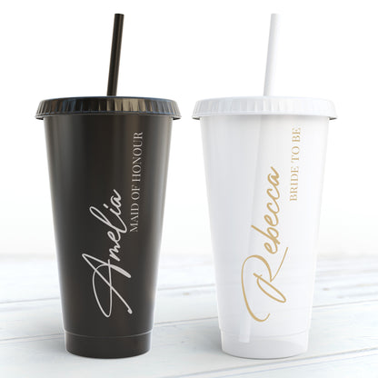 Personalised Bridal Party Reusable Plastic Cups