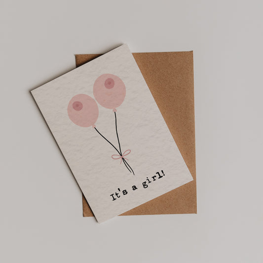 Cheeky Baby Girl Balloons Card