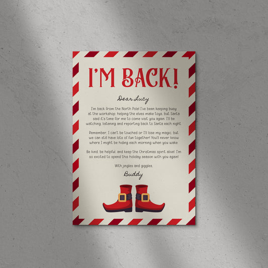 Elf "I'm Back!' Personalised Letter