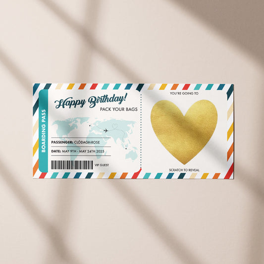 Happy Birthday Boarding Pass Surprise Ticket