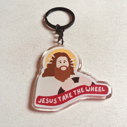 Jesus Take The Wheel Keyring