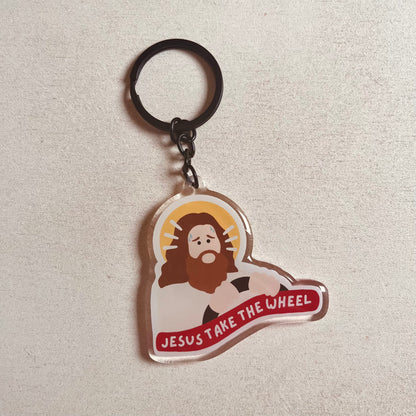 Jesus Take The Wheel Keyring