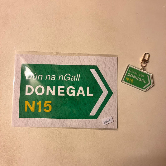 Donegal Green Road Sign Print & Keyring Gift Set