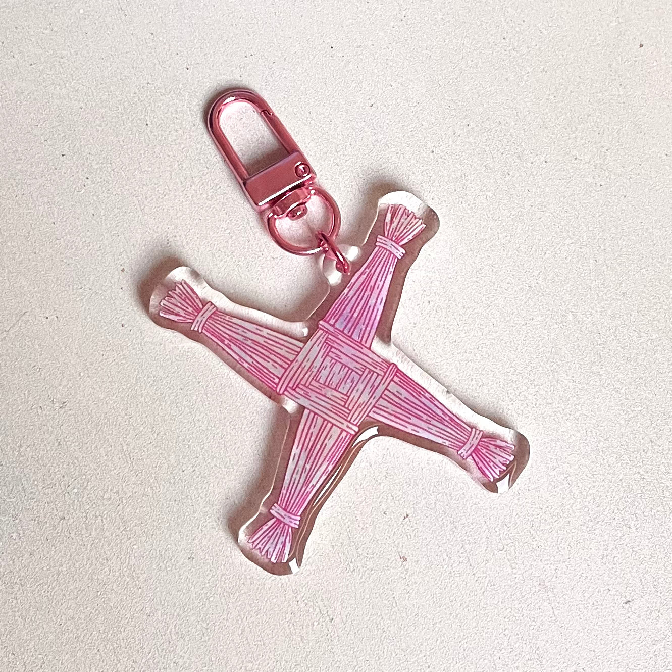 Pink St. Brigid's Cross Keyring