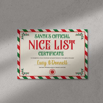 Personalised Santa Letter and Nice List Certificate