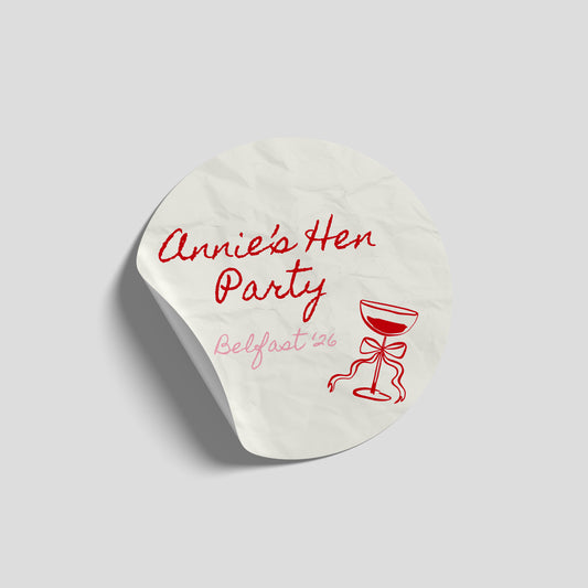 Simple Red Doodle Hen Party Sticker Sheet