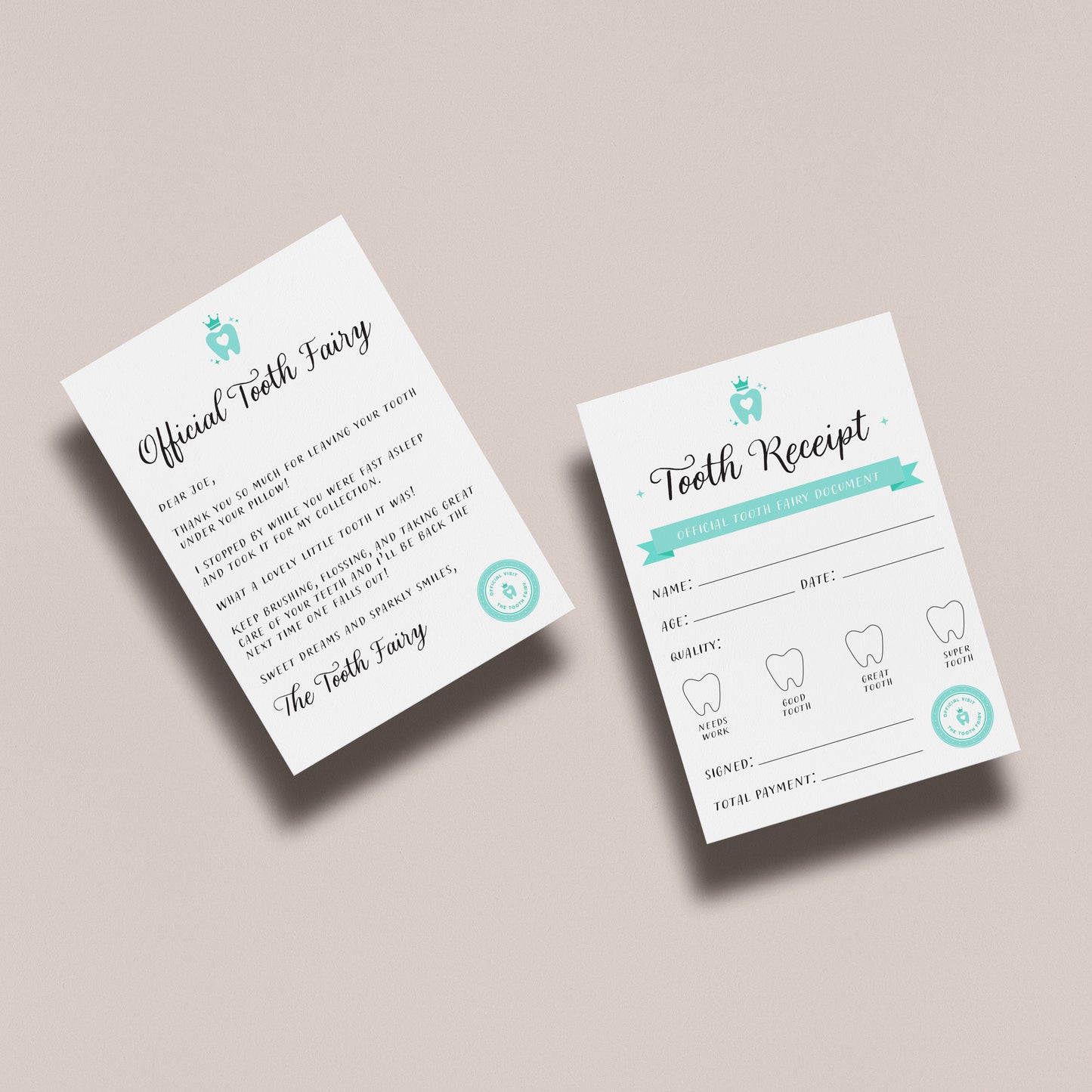 Tooth Fairy Letter & Receipt