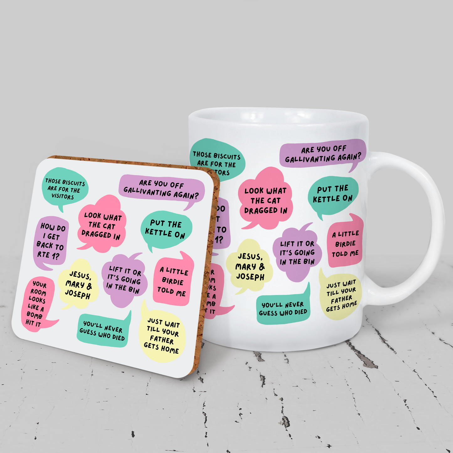 Irish Mammy Sayings Mug & Coaster Set