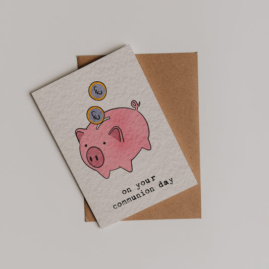 Piggy Bank Communion Card